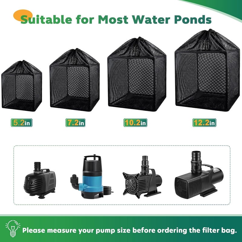OUMEE Pump Filters Bag, Pond Barrier Bag Large Pump Mesh Bags for Outdoor Water Koi Fish Ponds (5.2 in) - Image 5